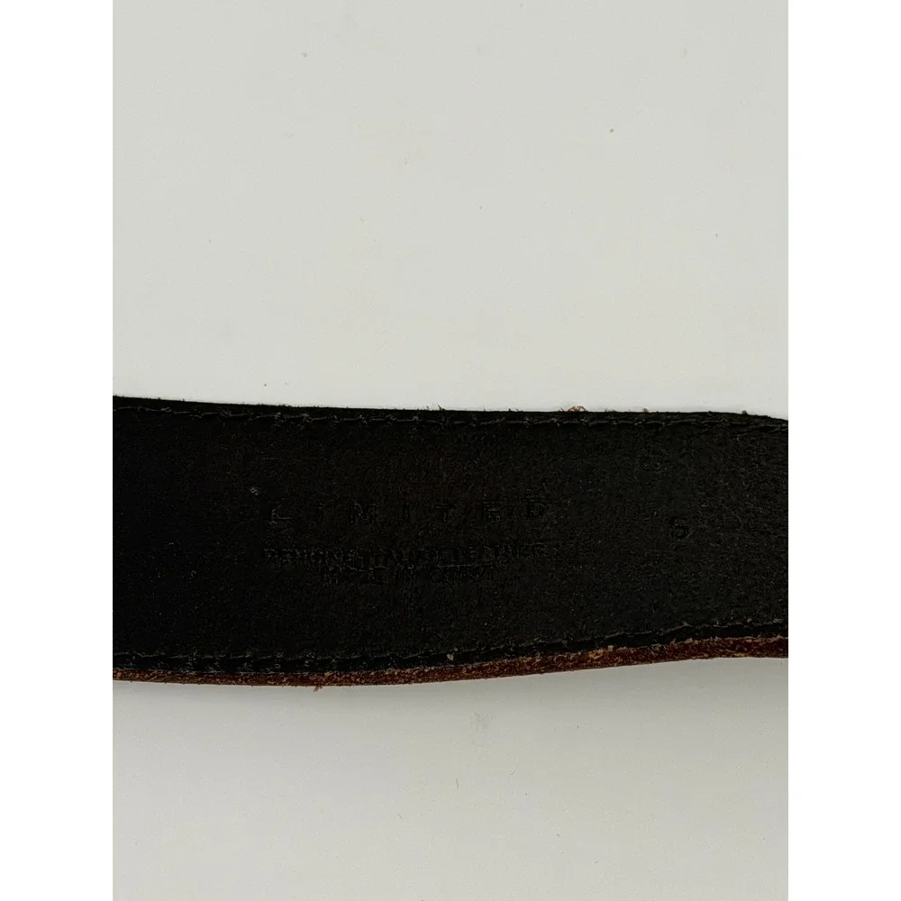 The Limited Womens Dark Brown Genuine Leather Belt Silver Square Buckle Size S